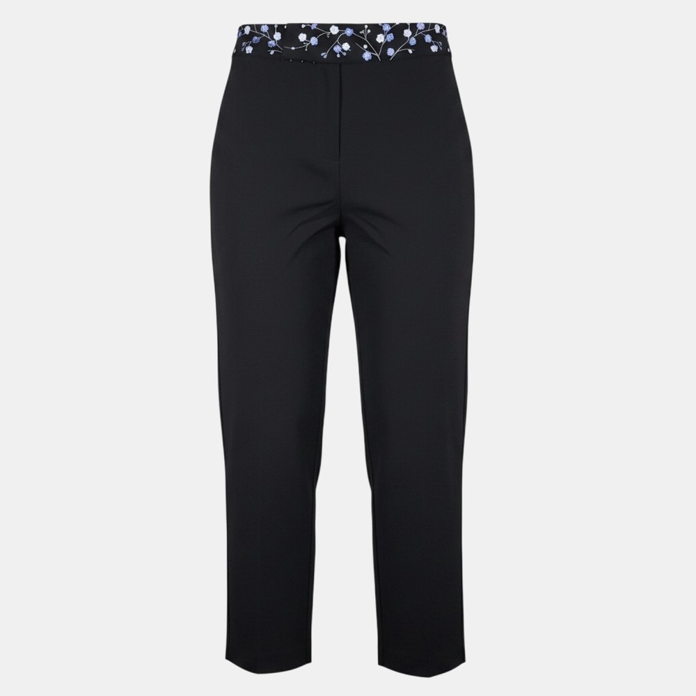 Express 7/8 Pants 8 Black Floral Embroidered Waist Trousers Office Siren Y2K EUC